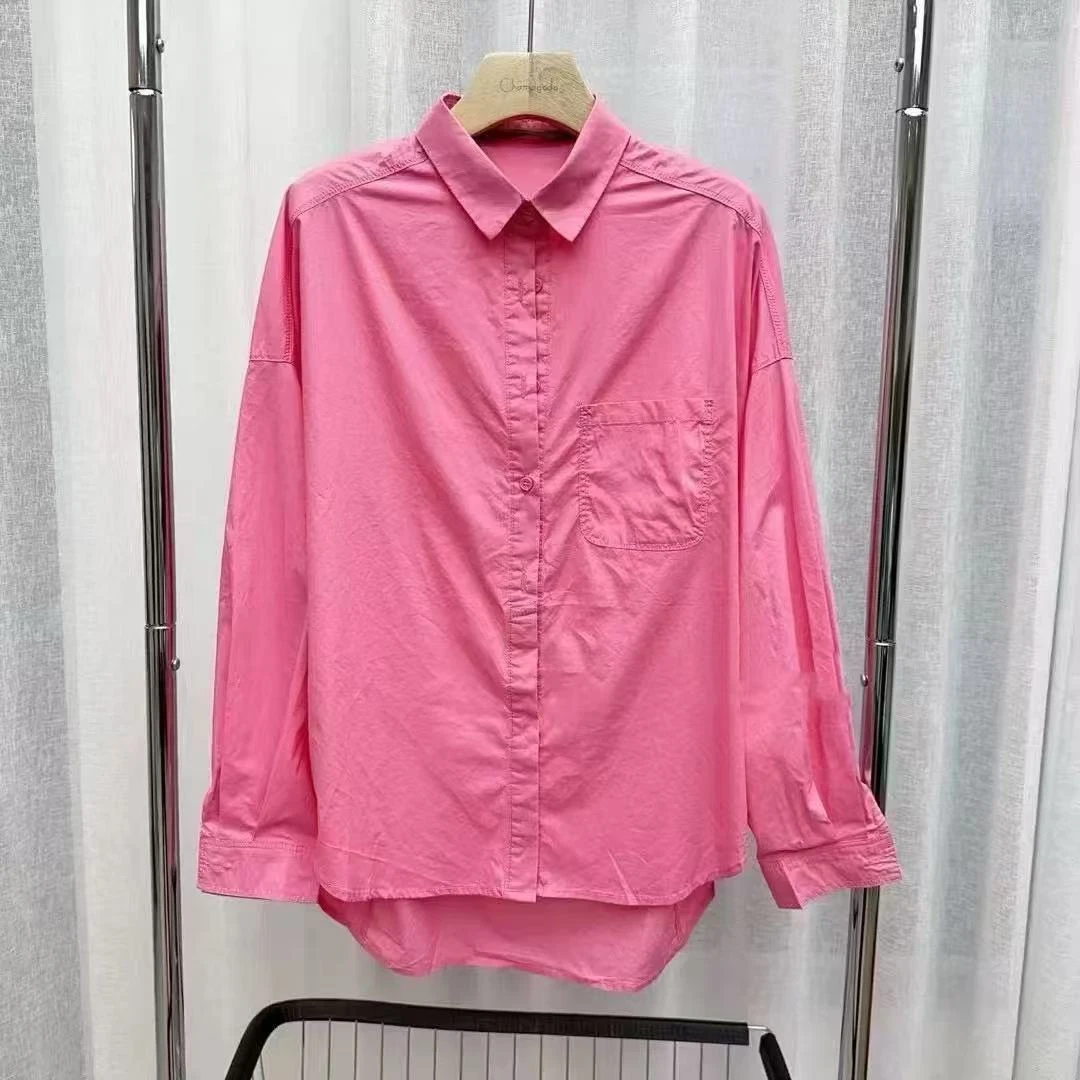 BS专属CHAMA茶马 后背捏折龟背衬衣彩色春夏宽松亮色衬衣066-9182