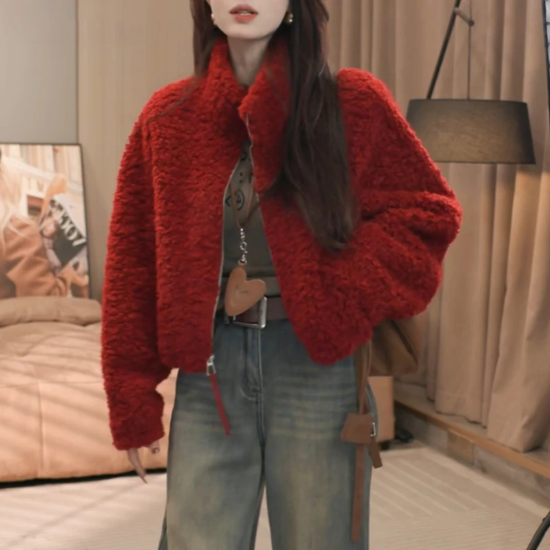 名媛淑女风气质立领宽松小个子外套女2026冬季新款时尚减龄衣服