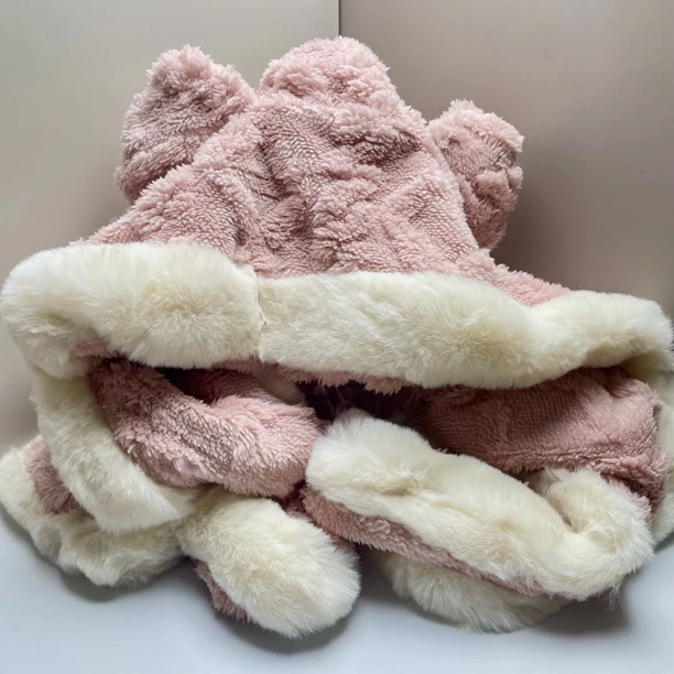 粉色小熊三件套围巾HJX009 HJX