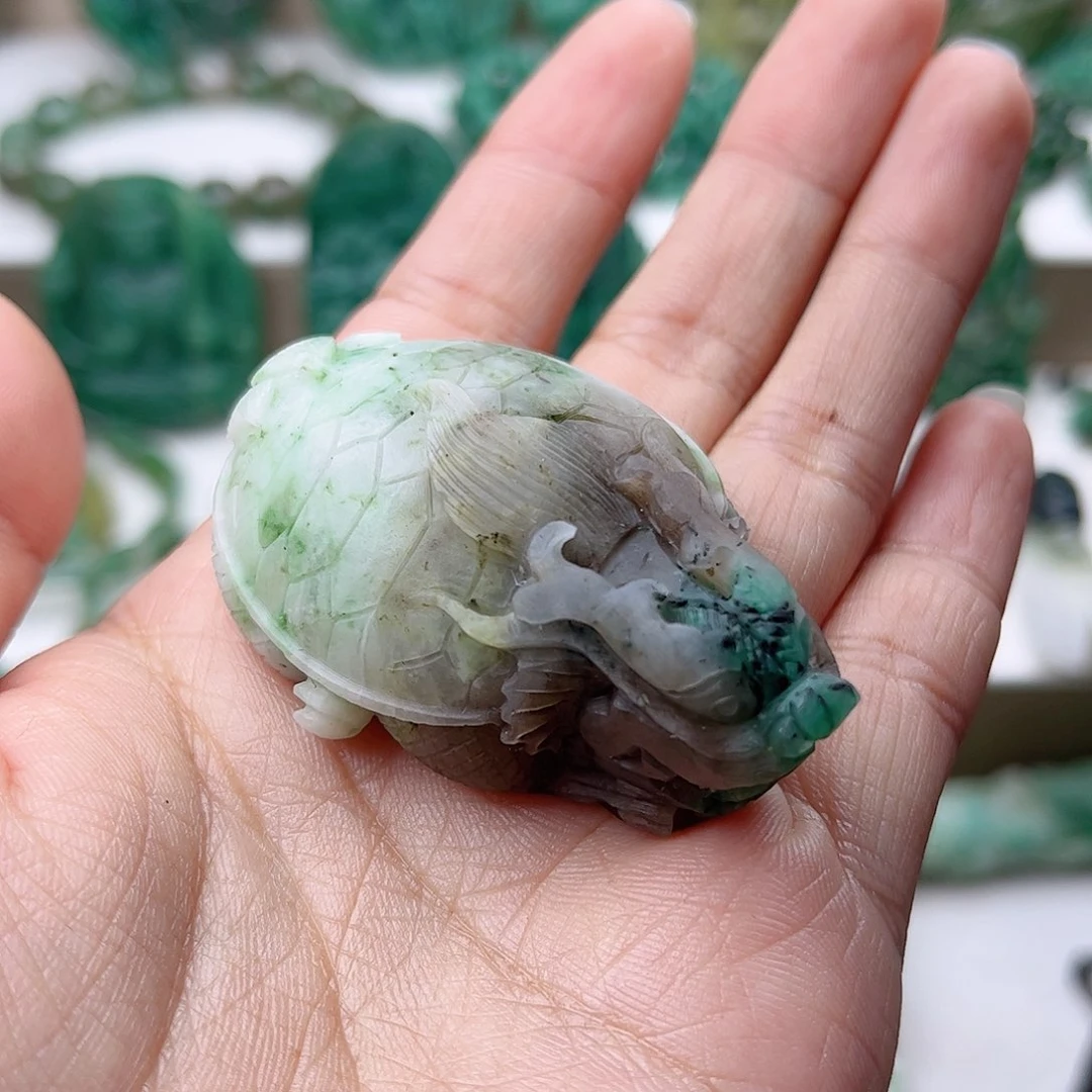 独山玉手把件未镶嵌笑*
