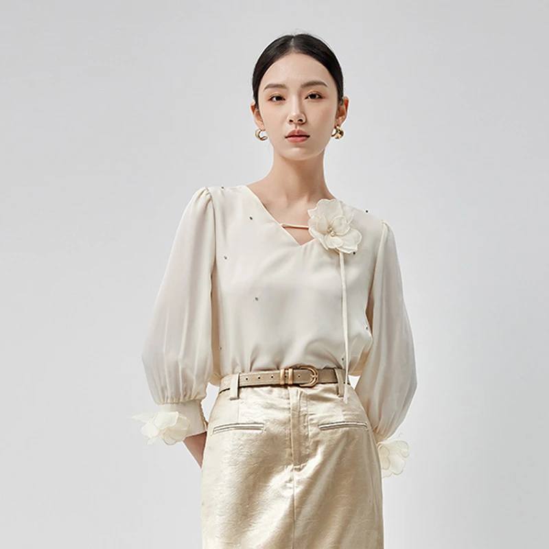 【尚雅专属】商场同款春秋新品立体手工订花上衣N027A43551