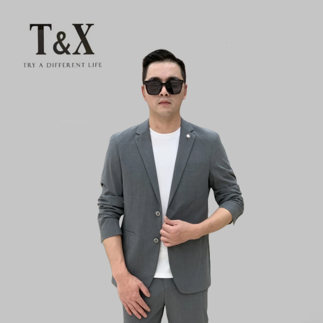 T&X/梯形男士春秋新款简约百搭商务休闲高级感纯色西服套装（0006）