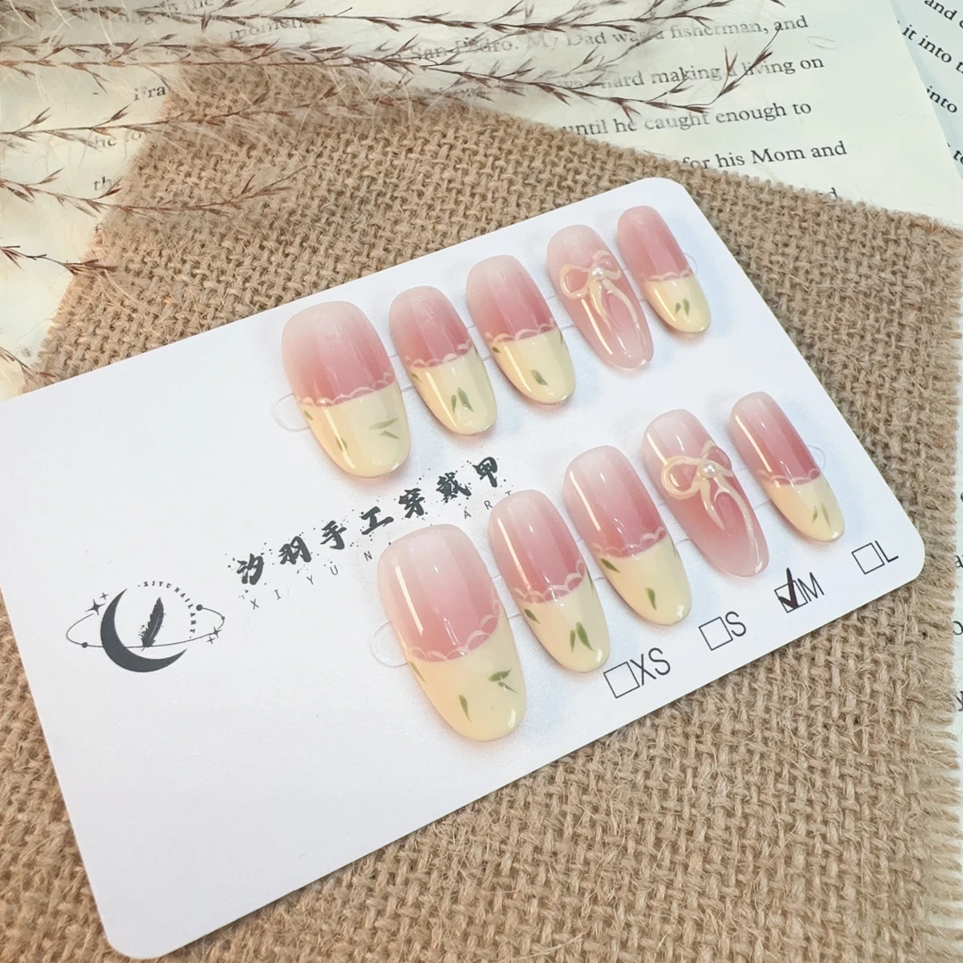 【奶芙蕾丝】汐羽手工穿戴甲气质可拆卸春季美甲饰品
