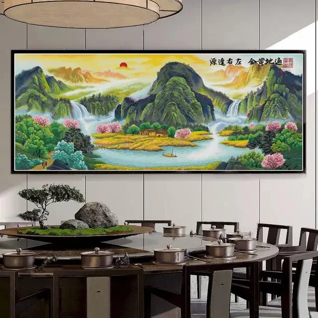 1.85米中格纯手工绣好的十字绣成品22005遍地黄金装饰画