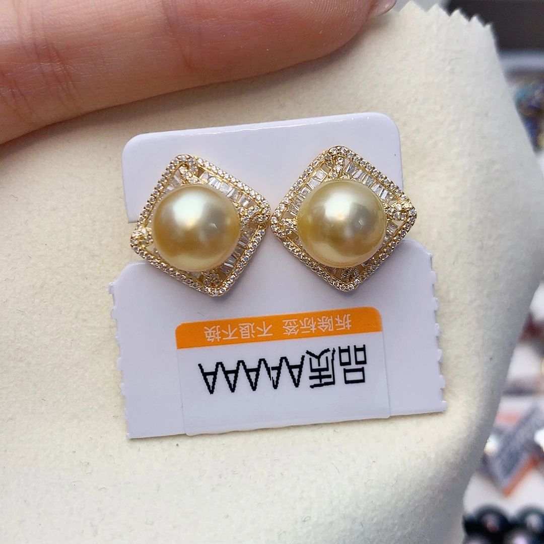 银S925镶嵌海水珍珠耳饰w34