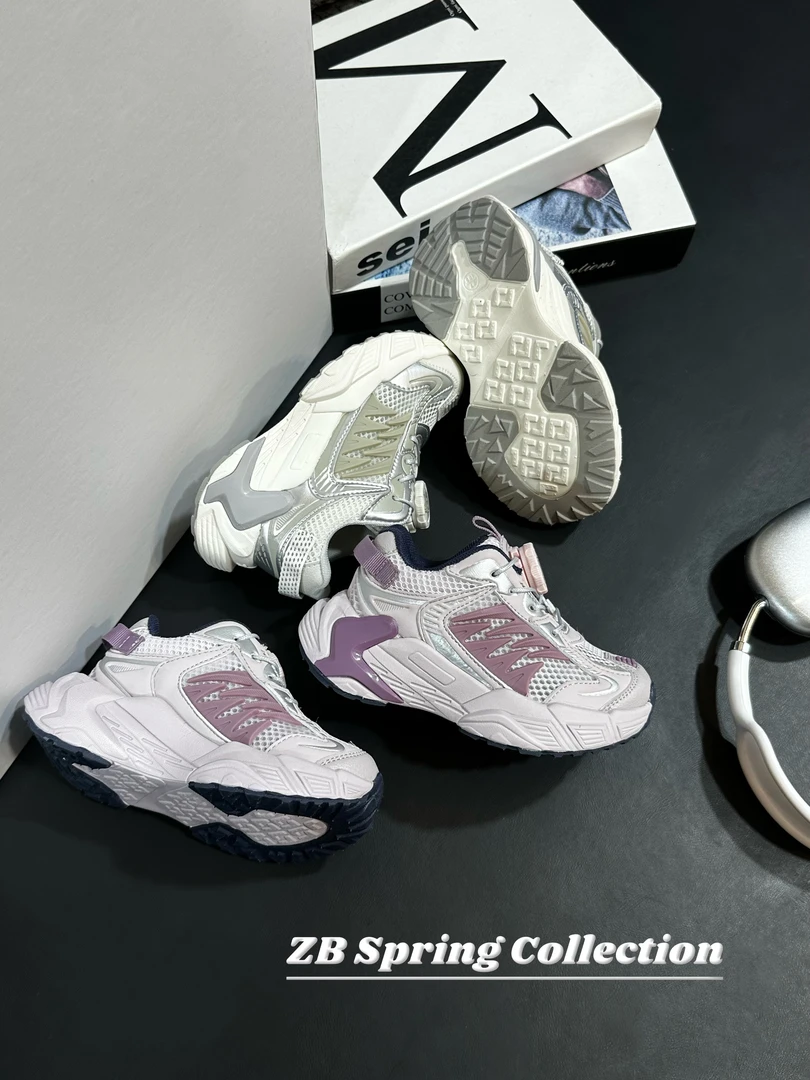 【哲豹】2025早春新款潮酷儿童老爹鞋网面透气旋转扣休闲运动鞋