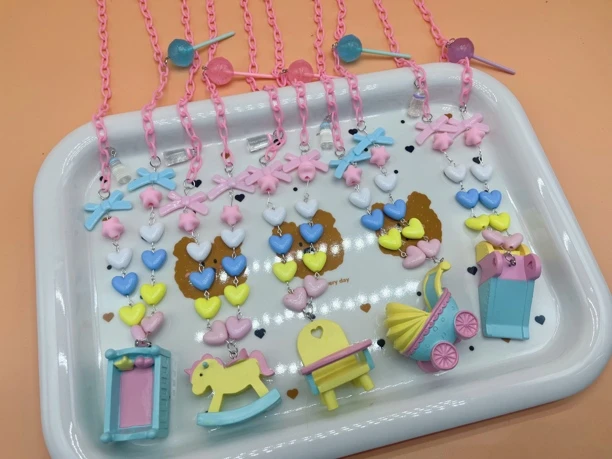 原创lolita裙创意树脂可爱甜呲小物百搭手作木马项链甜美甜系软妹