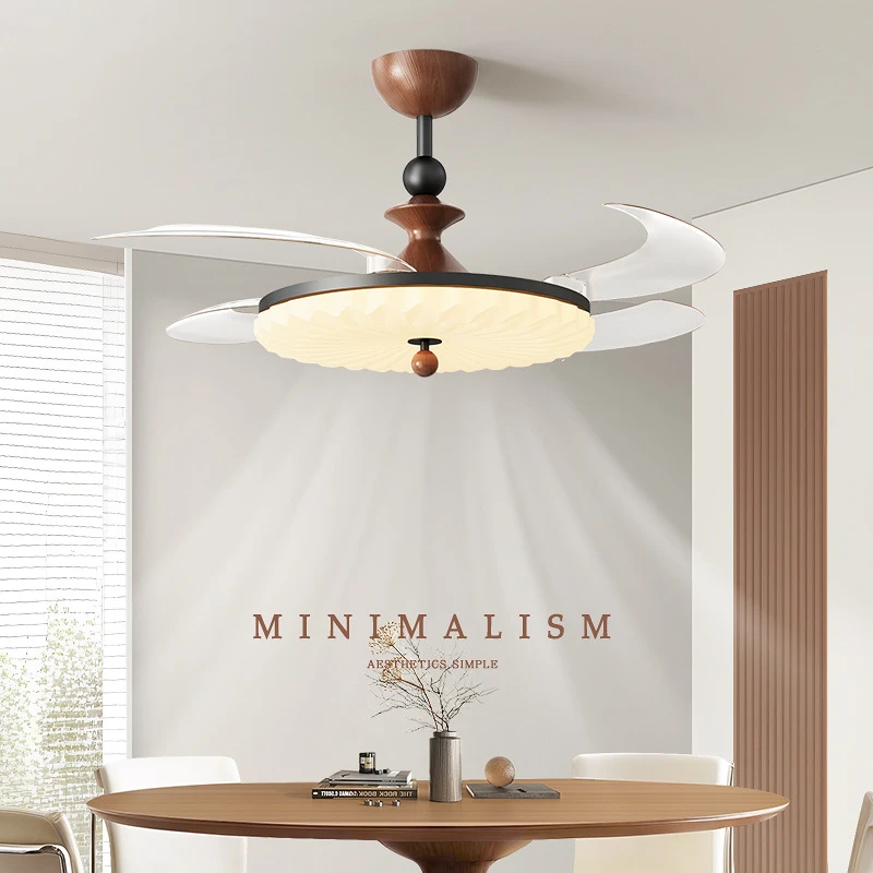 灯佐风扇灯现代简约新款隐形电扇一体灯奶油风护眼卧室餐厅灯吊扇