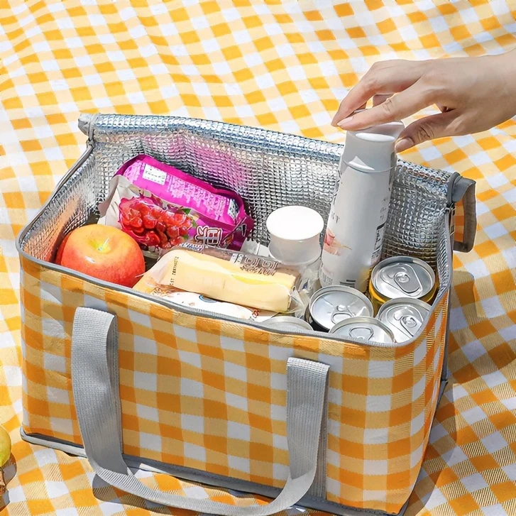 户外大容量保温包露营野餐篮旅行野餐包手提便当包保温袋出行防水