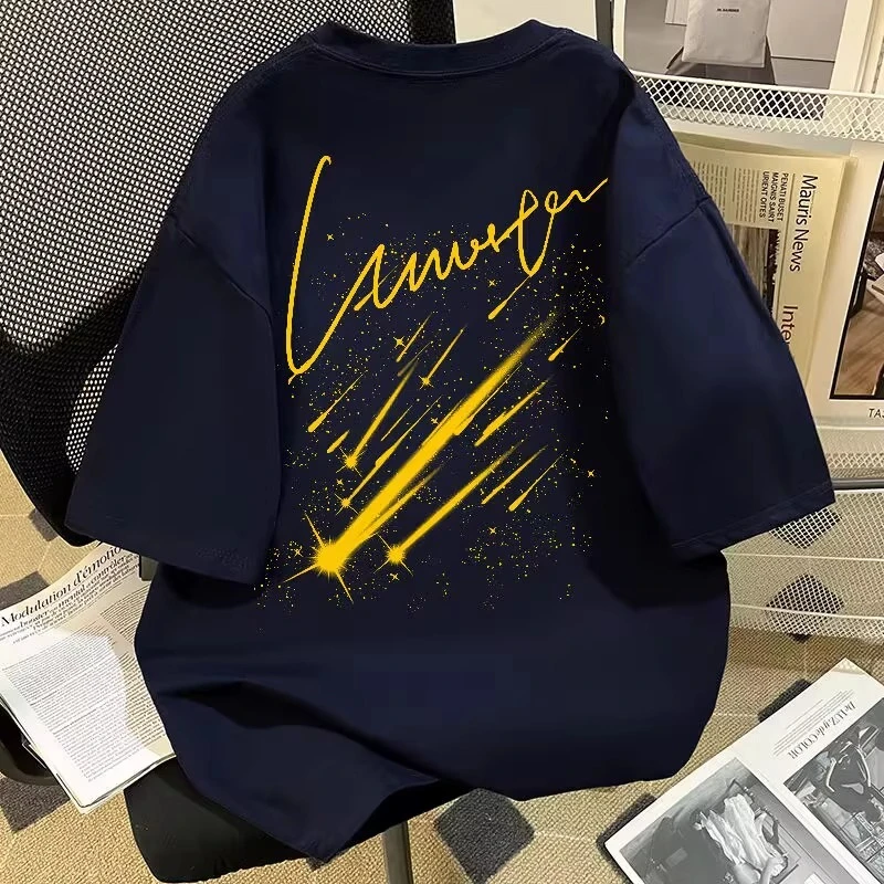 海外订单尾货~剪标撤回外贸美式重磅纯棉短袖t恤男女流星情侣上衣