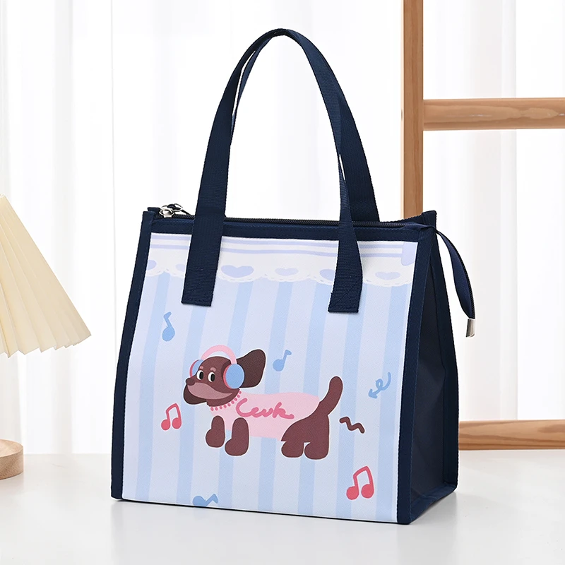 高颜值可爱卡通腊肠狗饭盒袋防水保温防油铝箔小学生便当手提袋