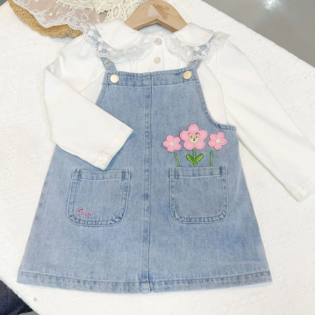 【花朵熊】H25060女宝春夏款牛仔背带裙韩版超赛牛仔有机棉