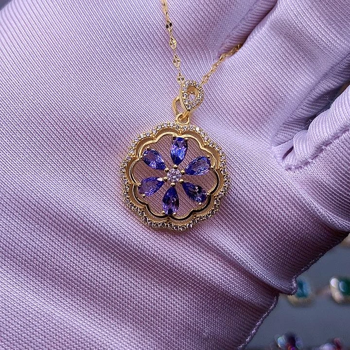 坦桑石颈饰银S925镶嵌