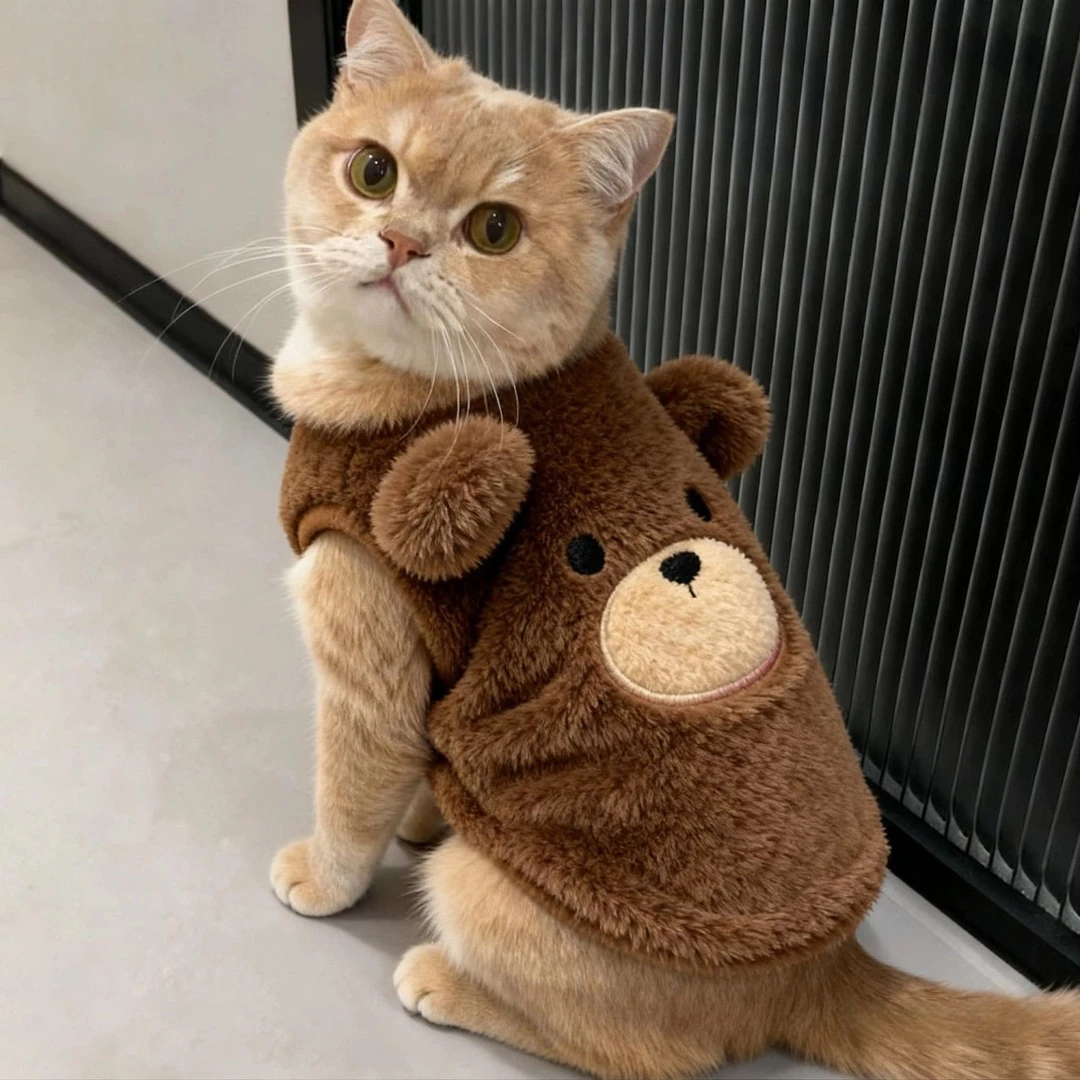 猫咪衣服秋冬保暖加绒卫衣银渐层布偶英短防掉毛小型犬可爱背心M