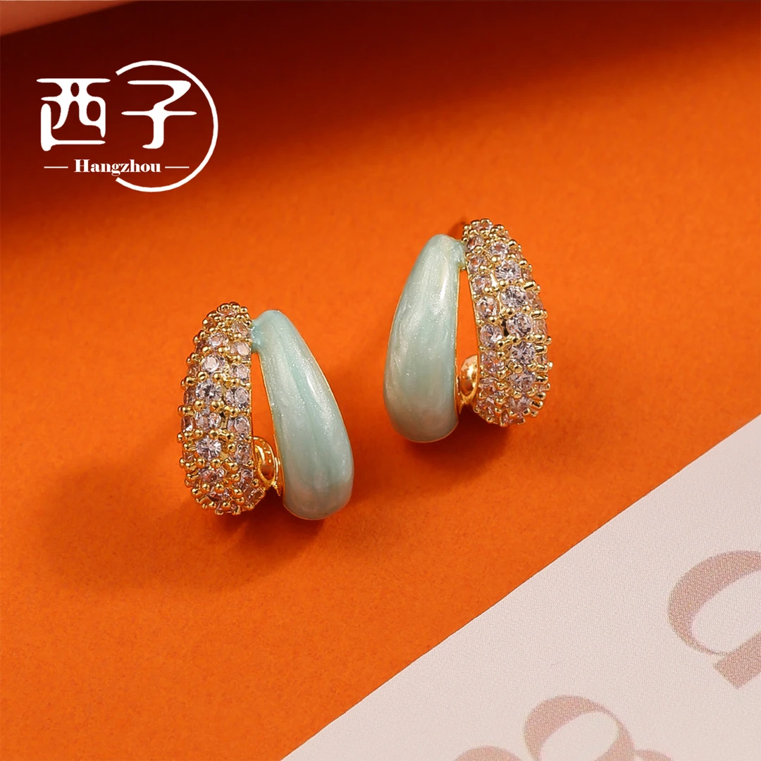 西子饰品镀18K金【法式双C耳环】高级感上档次气质款爆款约会耳环