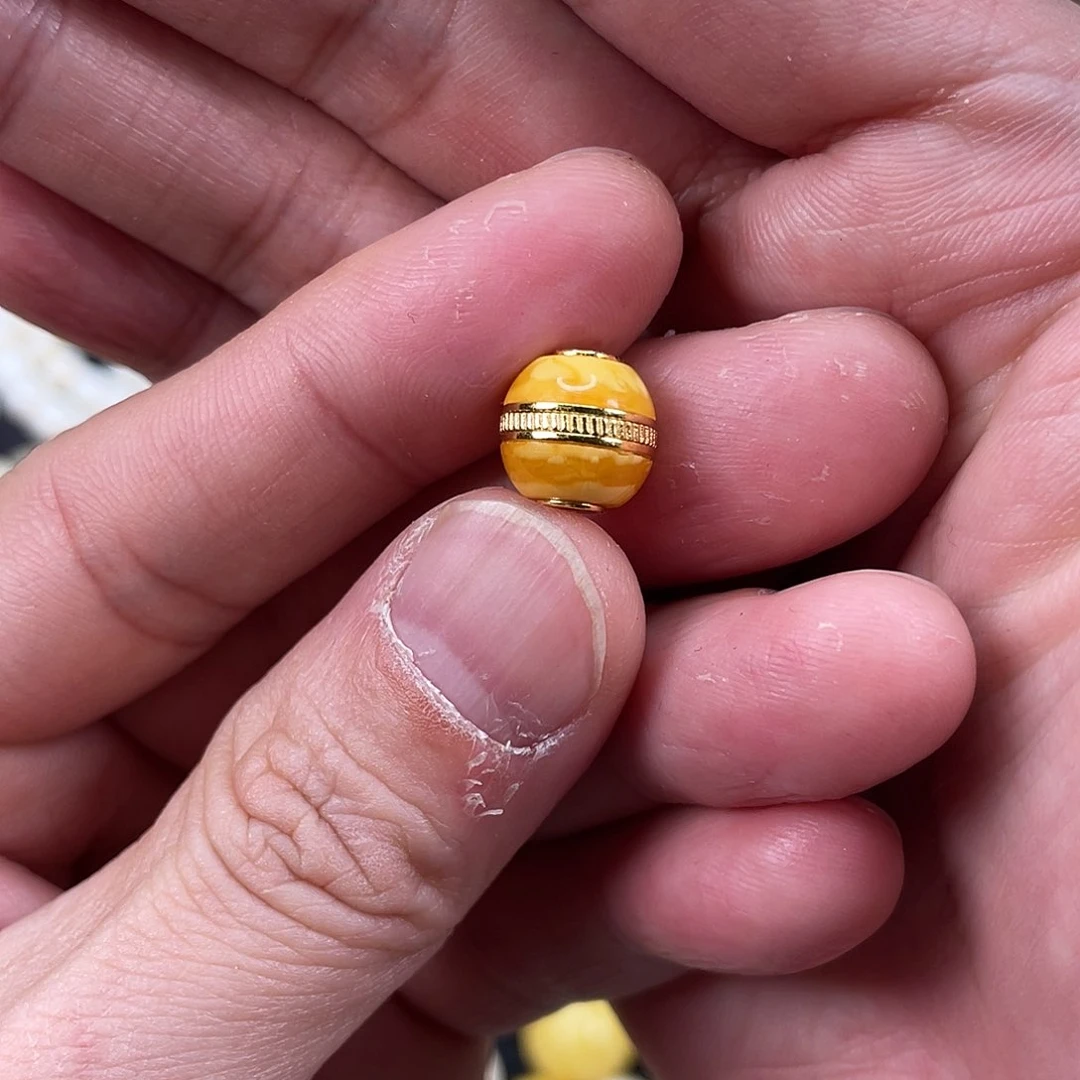 琥珀裸石未镶嵌S*p10毫米烤蜡银汉堡