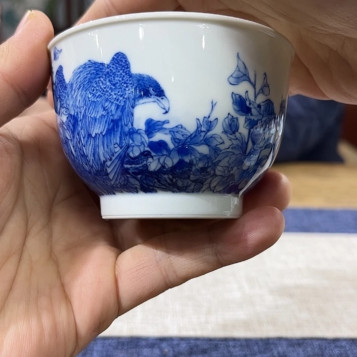 杯子瓷青花孤芳自赏杯