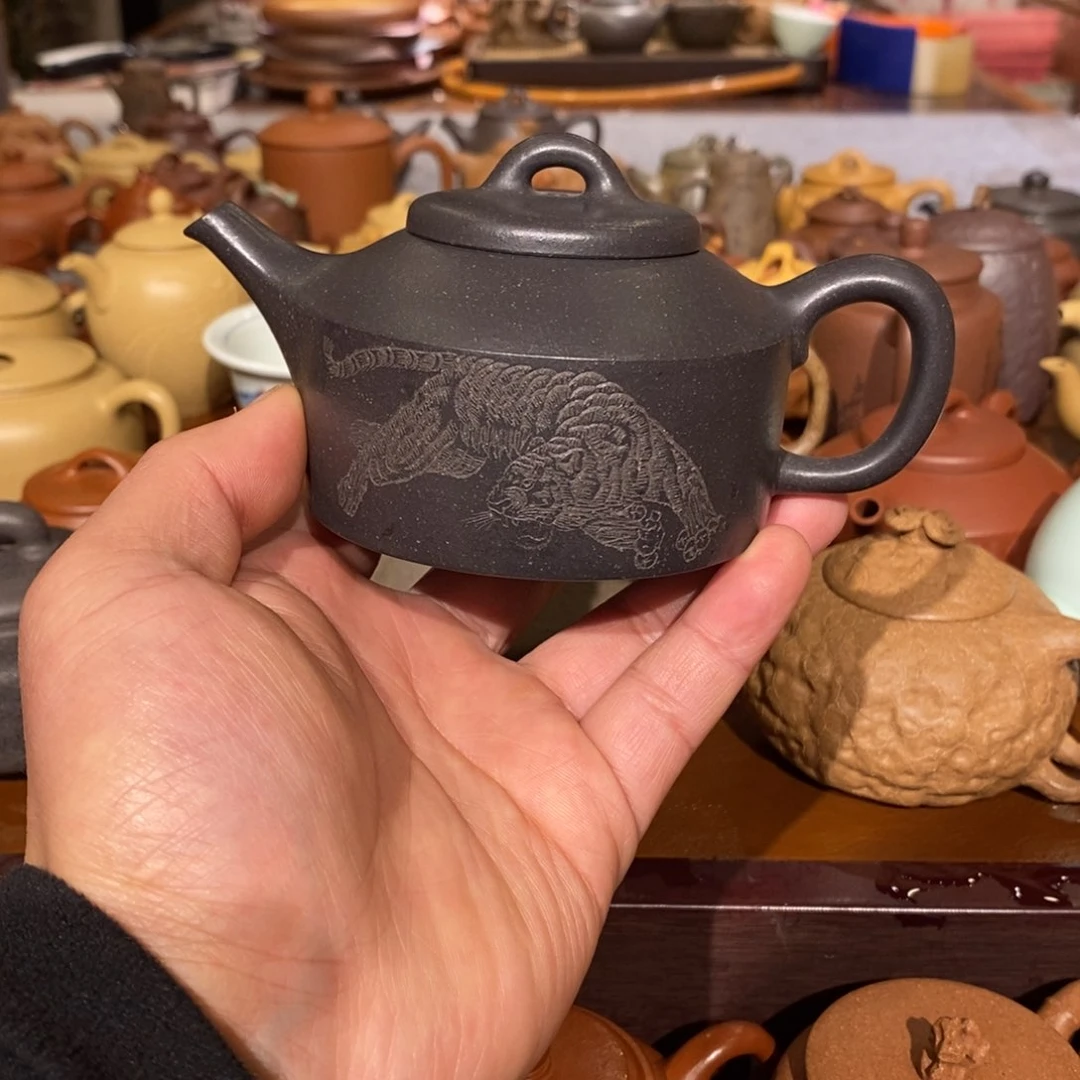 紫砂茶壶自炼零添加紫泥焐灰镜瓦