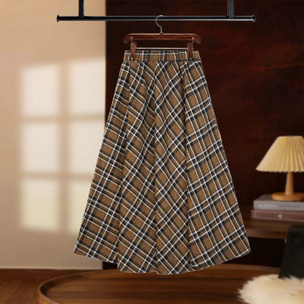 【908】菲菲2025秋冬经典格纹复古半身裙高腰设计显瘦显优雅D8188