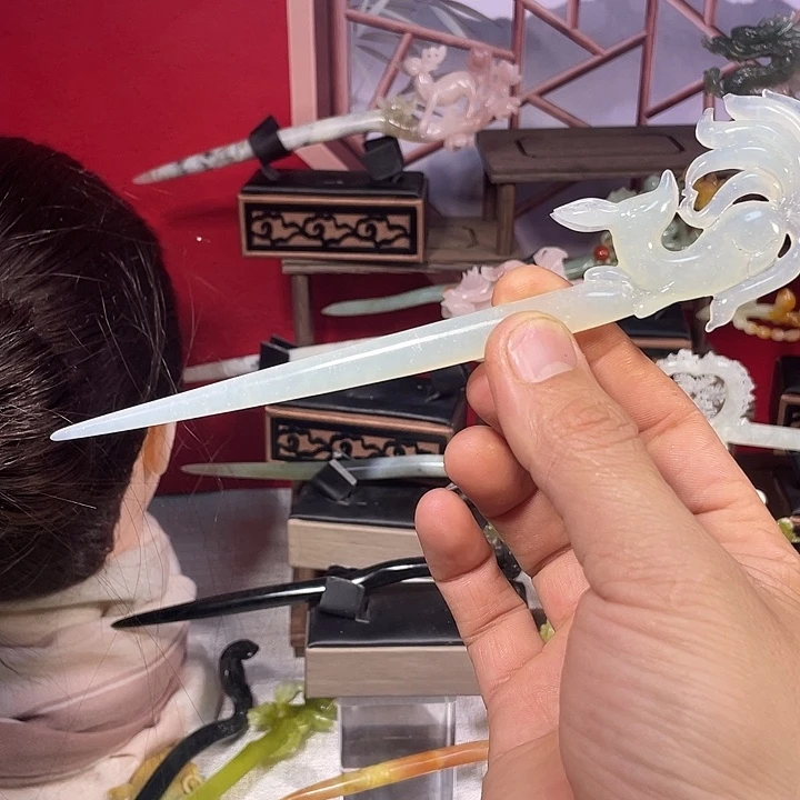 岫玉玉雕发簪未镶嵌