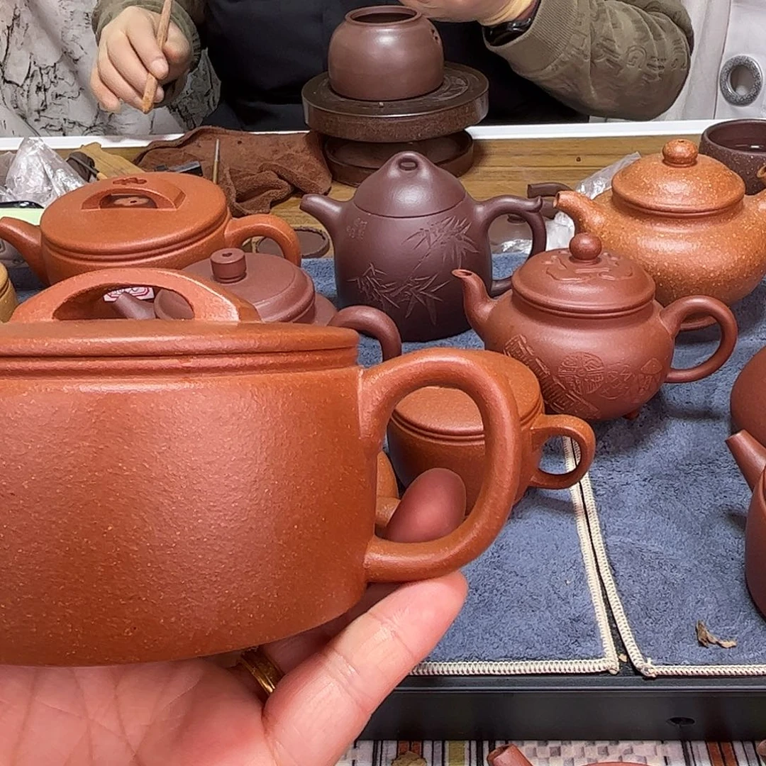 紫砂茶壶轻*醐汉瓦250cc宜兴紫砂红降坡