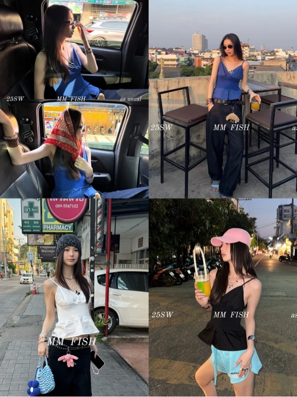 馒头 福（1mtc121#）纯欲风～甜辣木耳边修身小吊带 6-10