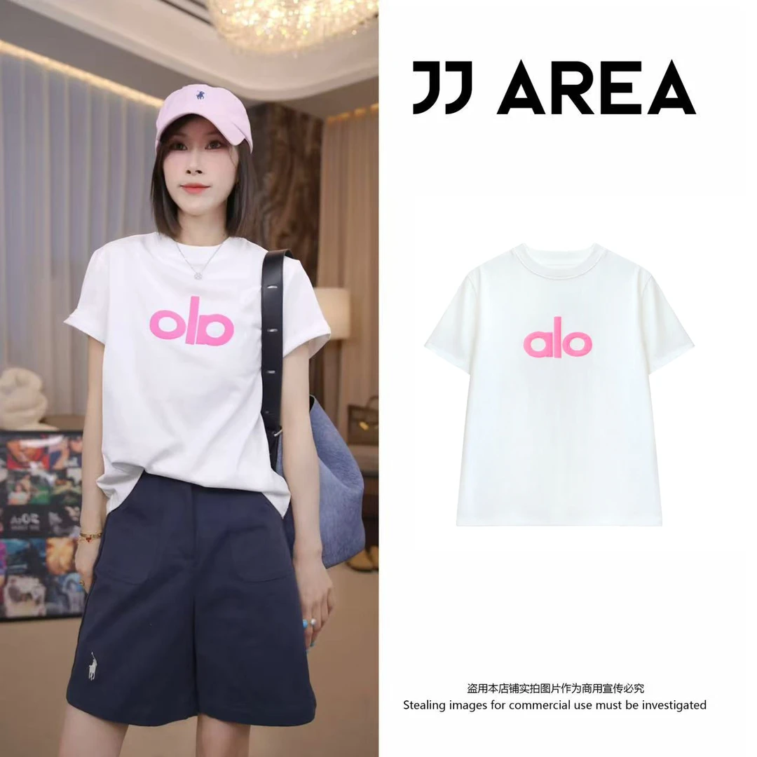 【JJ AREA】娇娇“发泡alo”重磅纯棉短袖宽松休闲情侣款T恤圆领打底