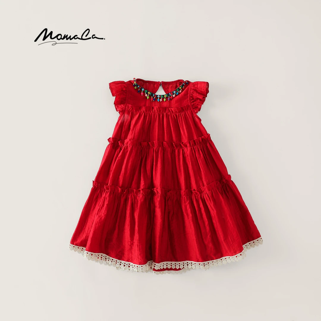 MOMOCO女童2025夏季新款时尚中大童民族风无袖连衣裙77620484008