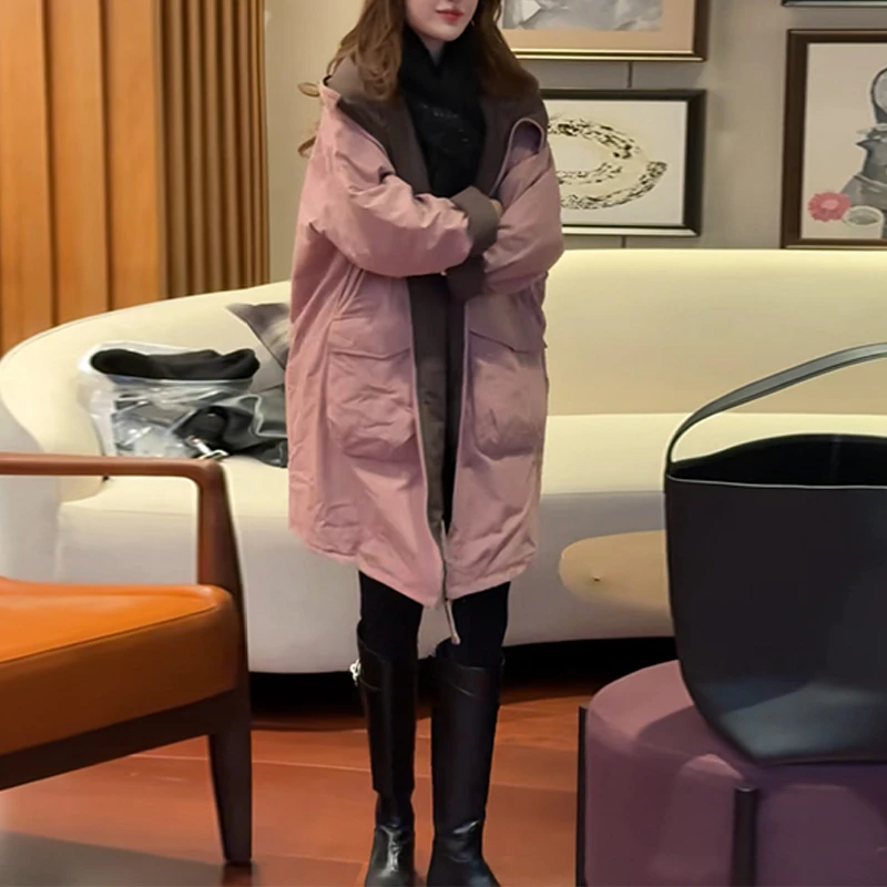 时尚潮流减龄气质显瘦上衣女2025新款高级感小众洋气拼接纯色棉服