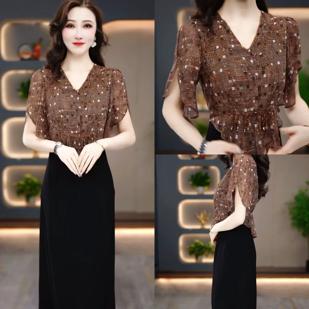 夏季时尚连衣裙2025新款气质显瘦时尚百搭收腰连衣裙MY25Y1052款