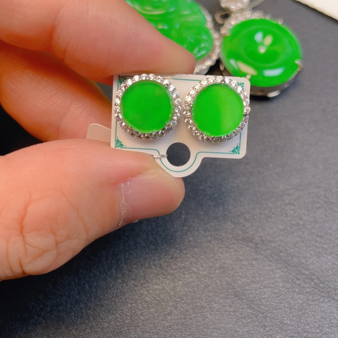 翡翠银S925镶嵌吊坠(不含链)