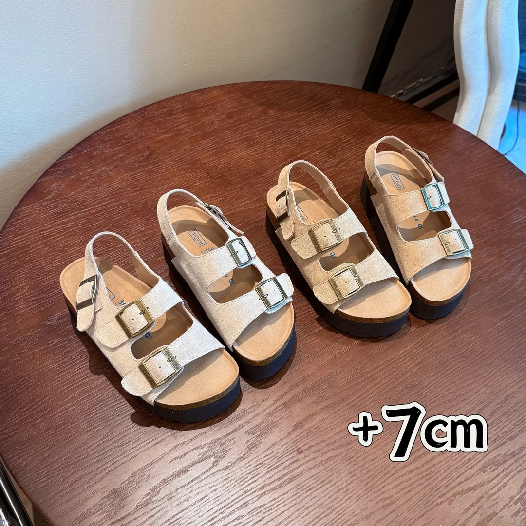 <茉莉家>2025新款夏日编织拖鞋厚底增高7cm勃肯休闲凉鞋拖鞋