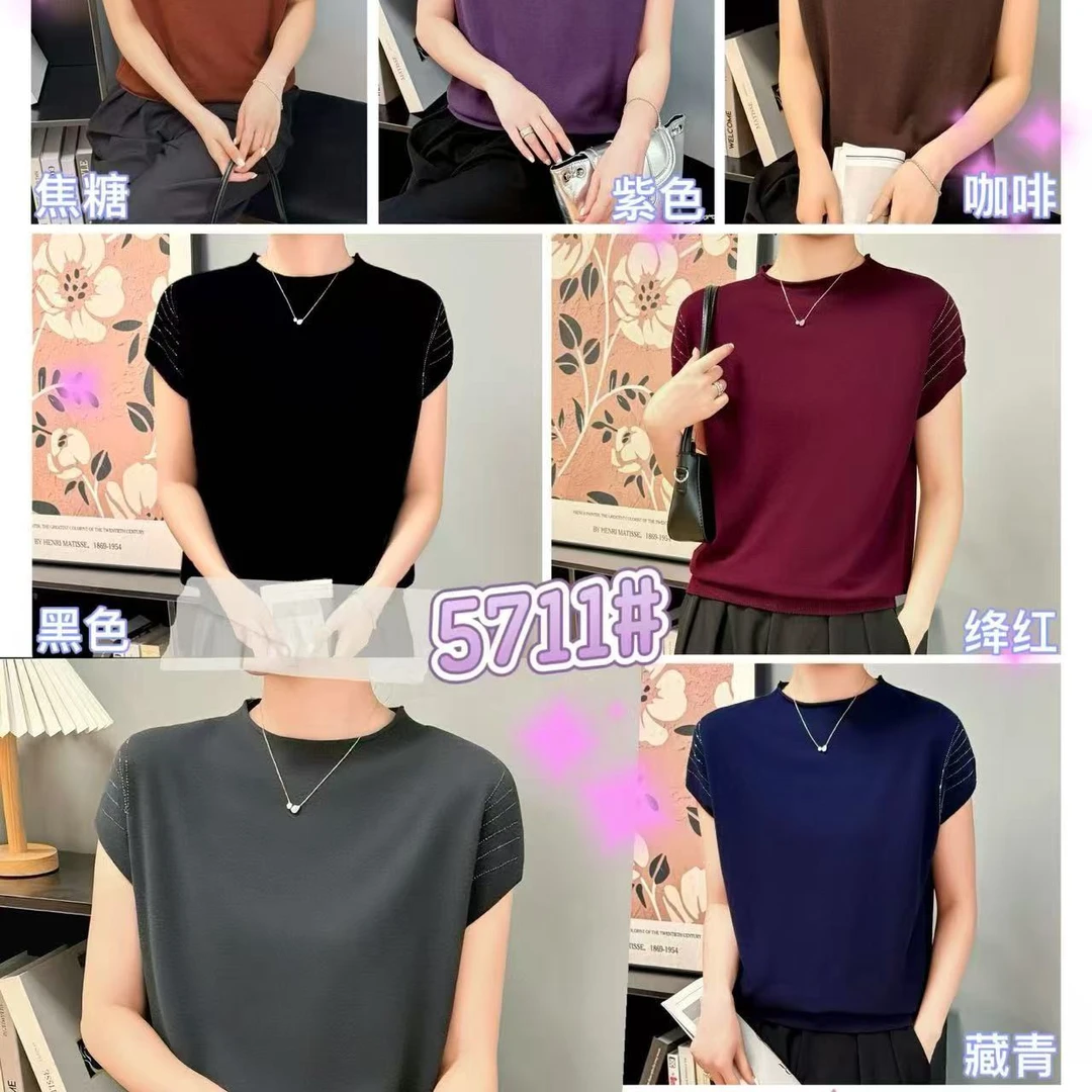 新款纯棉大版宽松破洞半袖套头简约个性时尚百搭