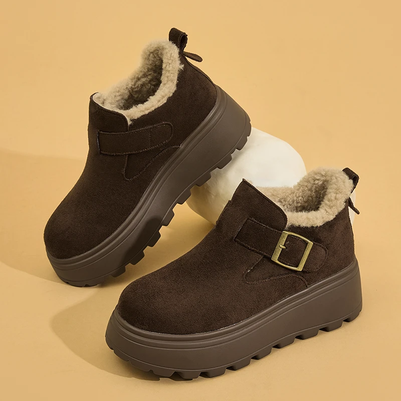 2975厚底勃肯女秋冬新款百搭增高复古乐福鞋勃肯棉鞋