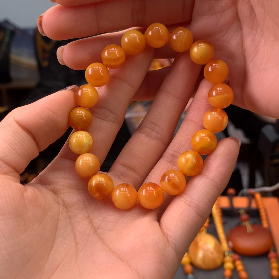 蜜蜡手串未镶嵌天然