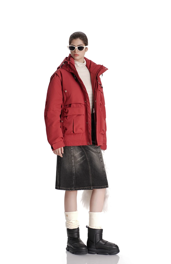 【球鞋派】大口袋工装男女同款情侣羽绒服外套 79803