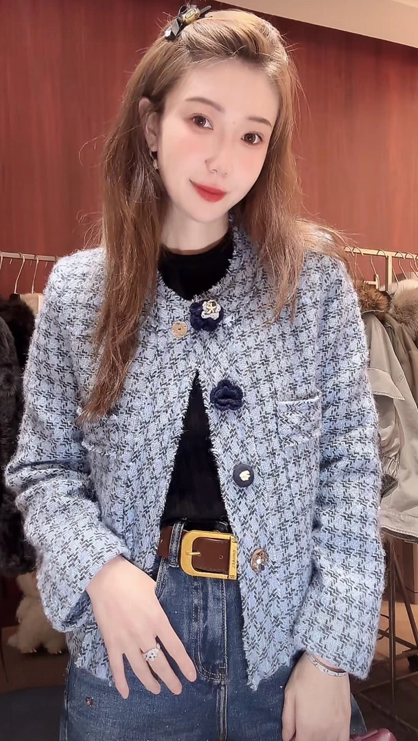 DEDM•STUDIO/气质法式轻奢减龄千鸟格纹羊毛小香外套2510WT/29193