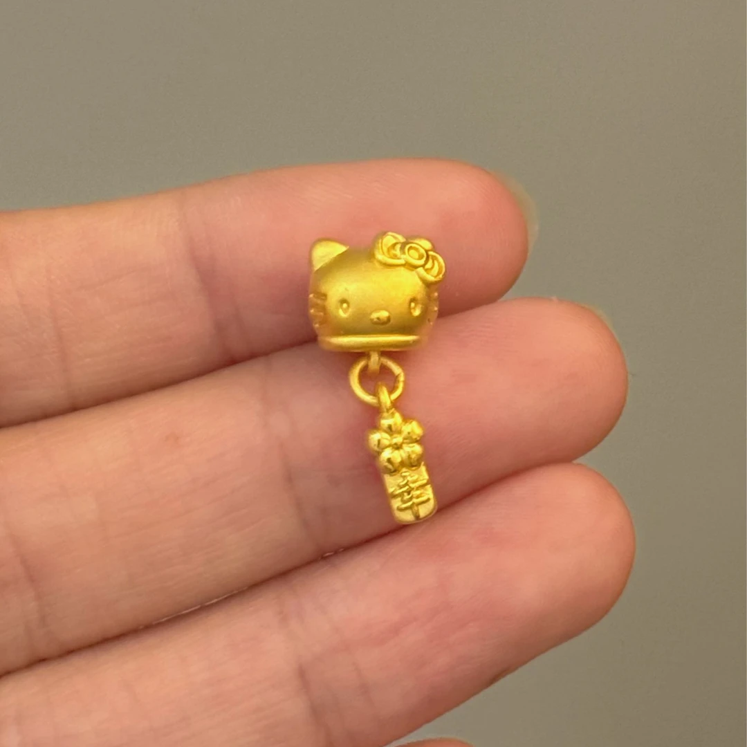 贝贝黄金 足金999 KT花花幸牌提溜 素金 转运珠 103 孔小