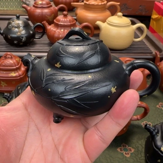 宜兴紫砂竹叶茶壶