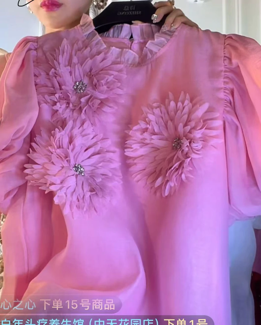 【太阳花钻石/高级定制短袖】夏季新款短袖百搭时尚洋气宽松衬衣女