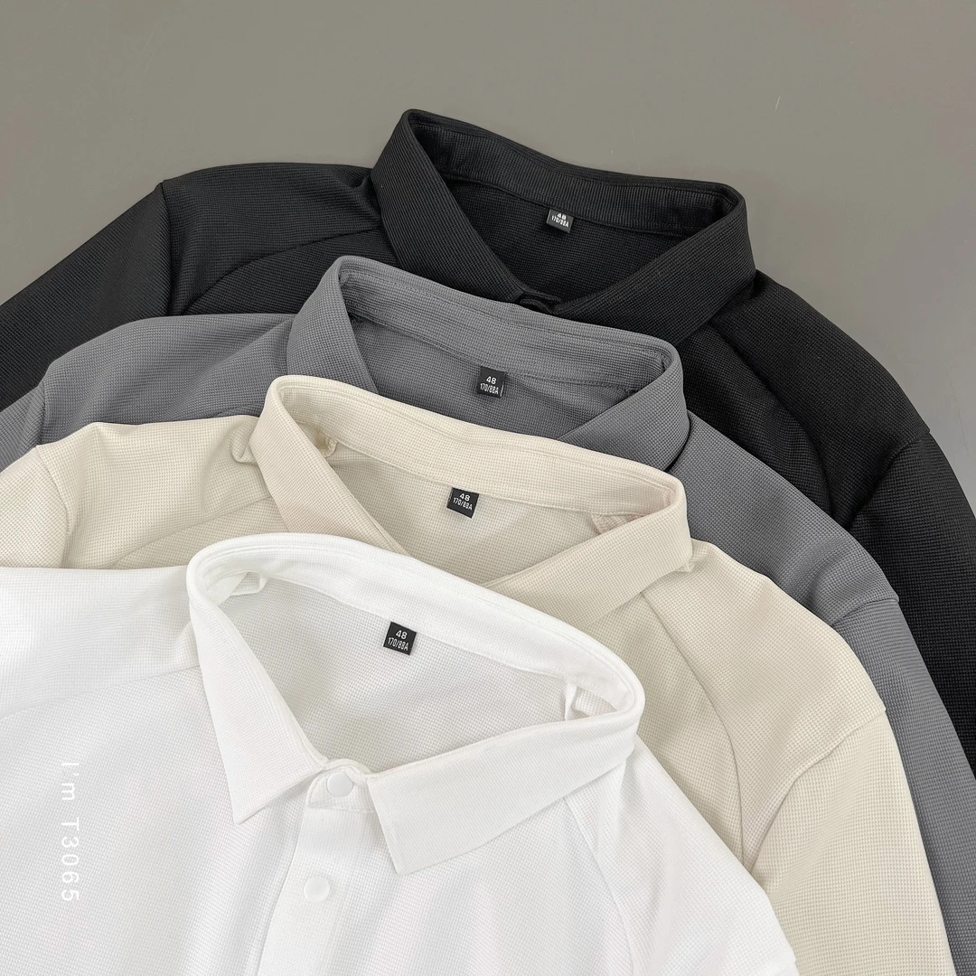 【远哥专属】男士商务通勤简约小冰格Polo衫桑蚕丝翻领短袖T恤T3065