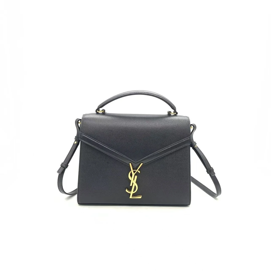 99新 YSL/圣罗兰 【安则专属】黑金中号cassandra手提邮差包