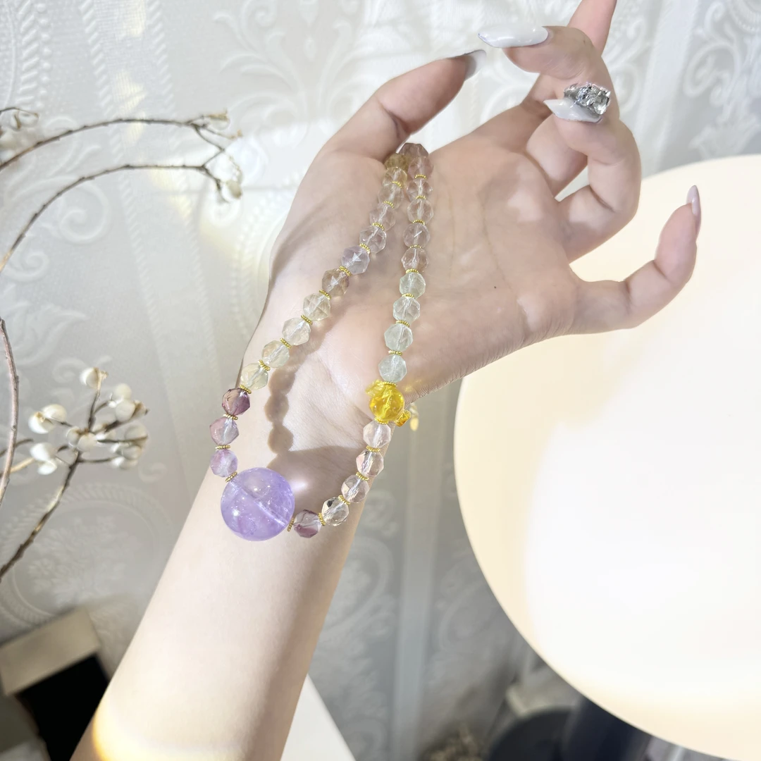 YYZ507*紫晶流光*E渐变色萤石项链 H3-3/H3-4