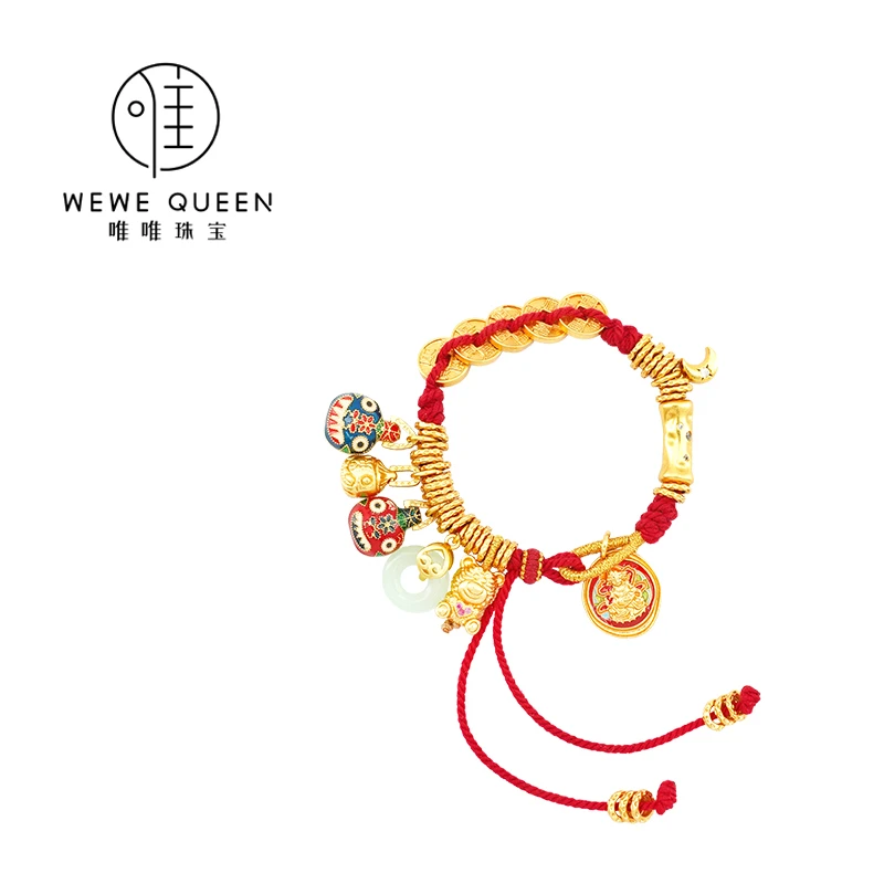 铜合金手链 WEWE/唯唯 黄财神五帝钱盘缠百搭手链 ww24s0031
