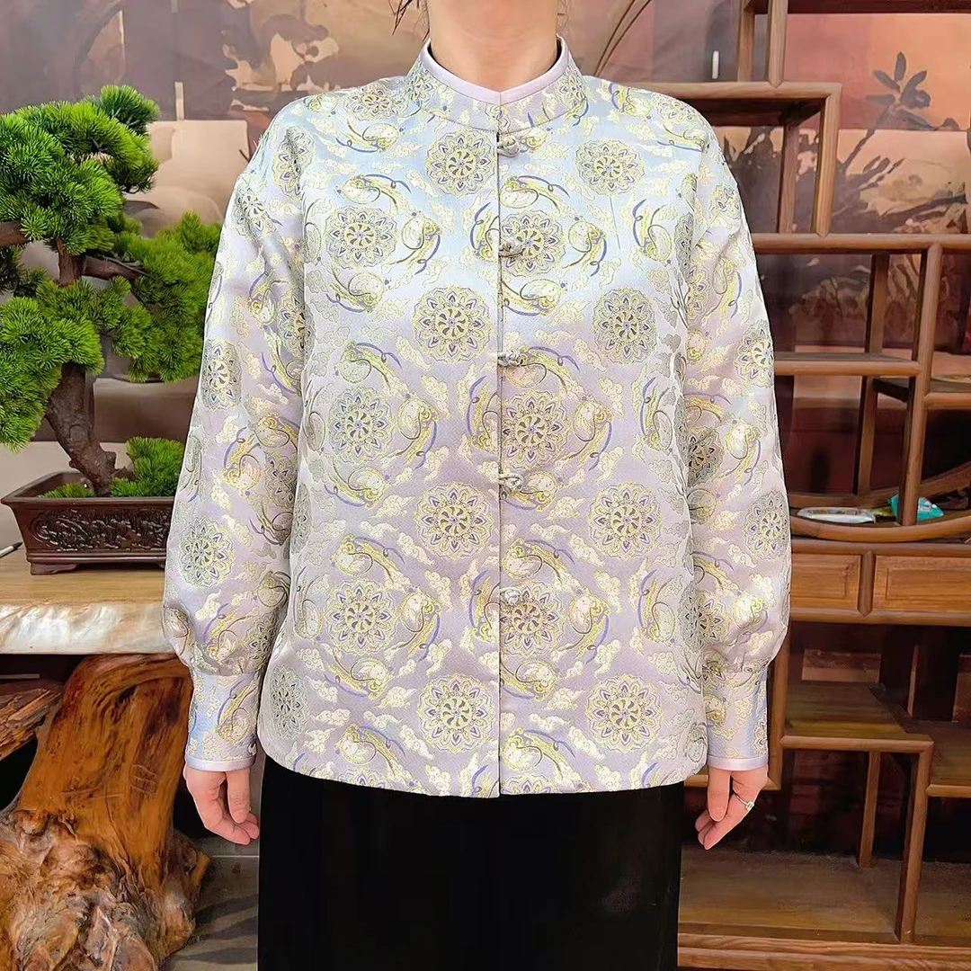 60姆米宝相花织金宋锦富婆衫100桑蚕丝款香云纱