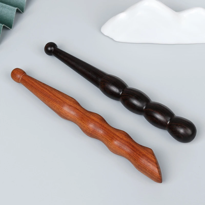 檀木面部按摩点穴刮痧棒精华面霜揉脸足疗工具点穴笔实木木棒小号