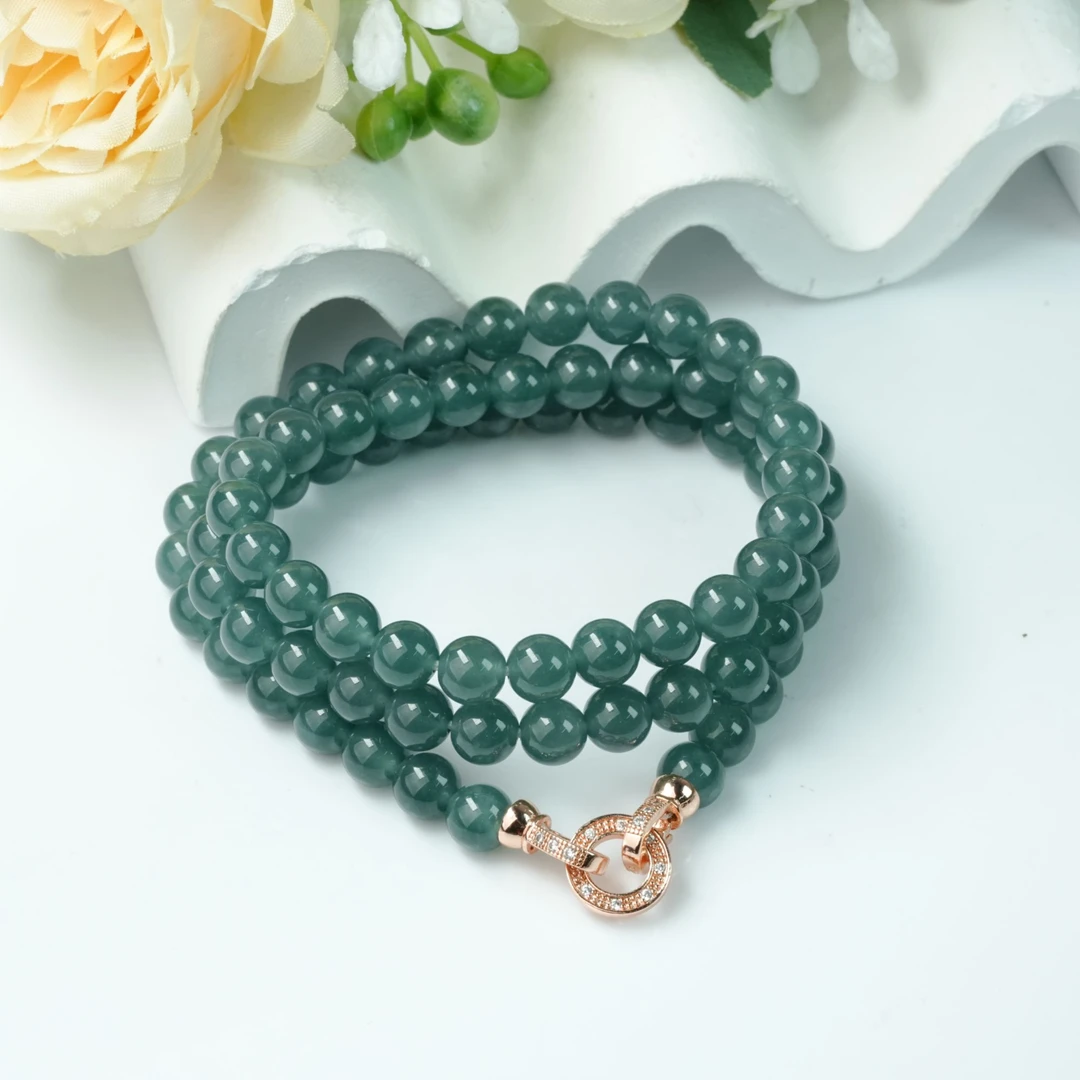 【小北好物】翡翠圆珠项链尺寸约7.5mm+【多样性发一件】QH02X1446