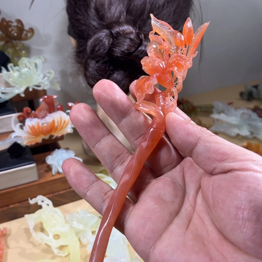 木***林蛇纹石玉合金发簪