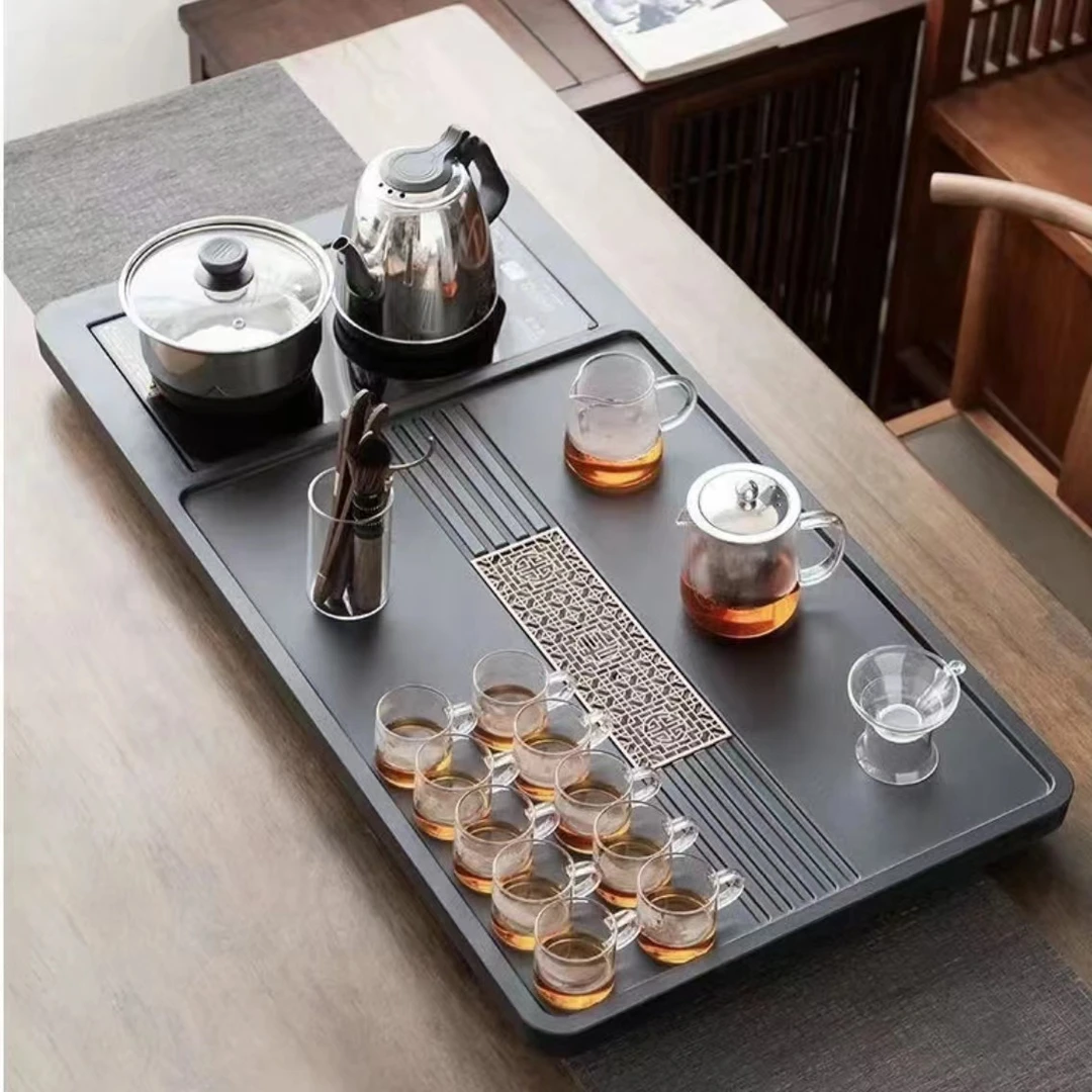 85*45*3乌金石茶盘干泡石茶台家用简约带过滤烧水壶一体茶盘