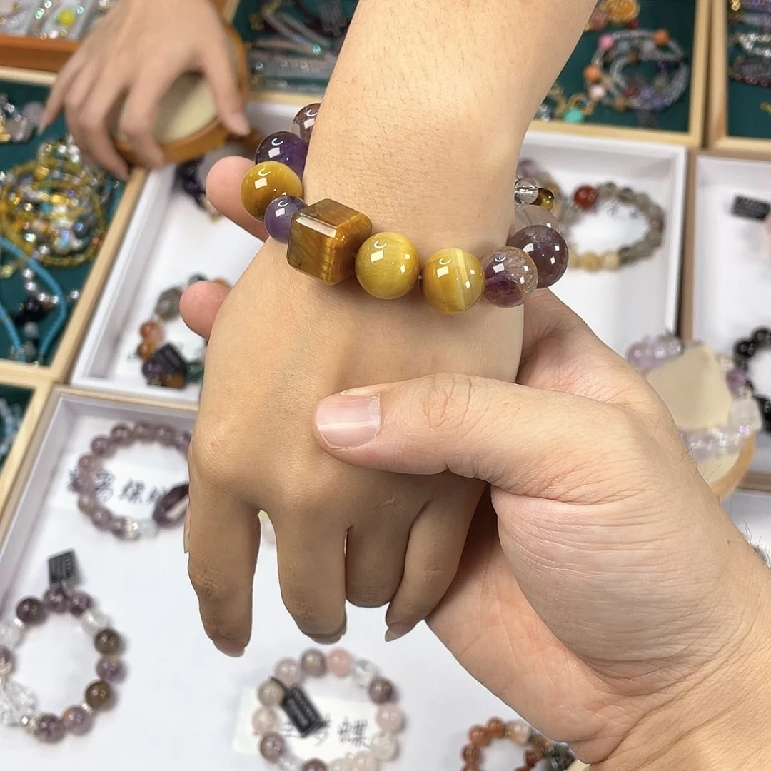 水晶手链银S925镀金镶嵌